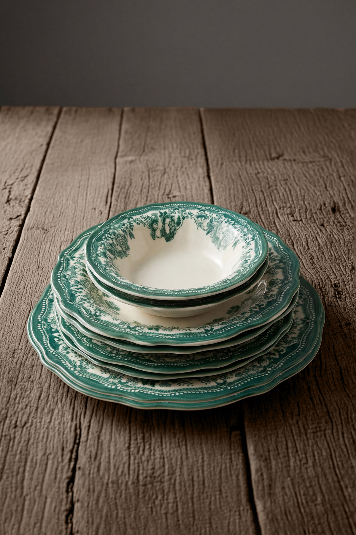 TRENDYOLMİLLA HOME 2-Personen-Geschirrset aus Porzellan mit Vintage-Blumenmus...