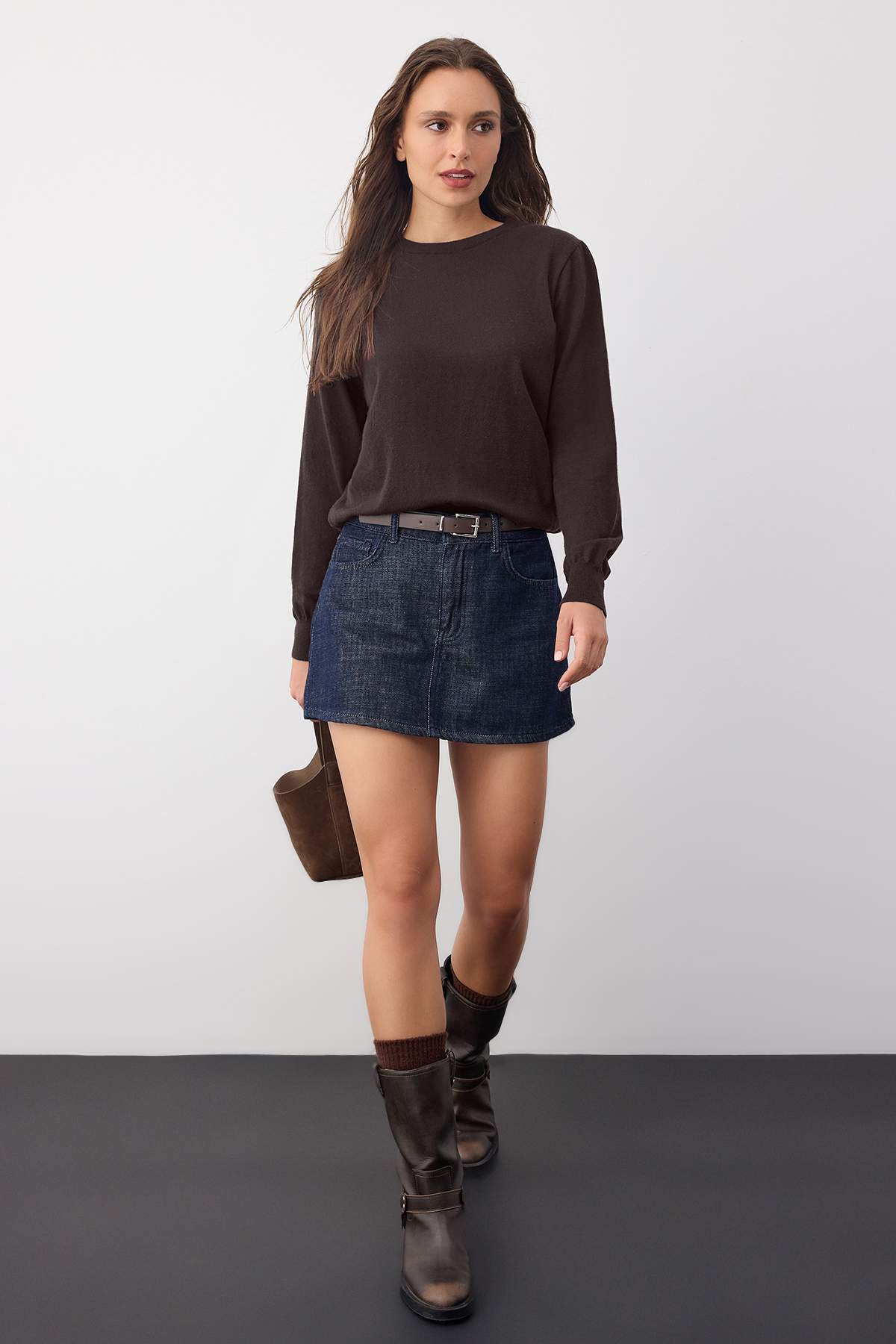 Trendyolmilla  Wardrobe Essentials Kahverengi Premium İplik/Özel İplikli Basic Triko Kazak | TWOAW26KZ00095 - Görsel 2