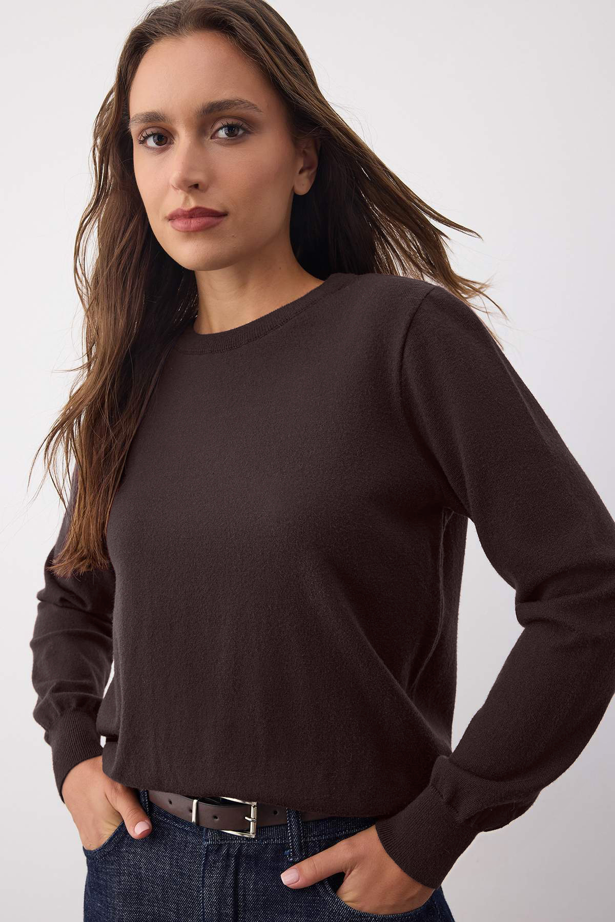 Trendyolmilla  Wardrobe Essentials Kahverengi Premium İplik/Özel İplikli Basic Triko Kazak | TWOAW26KZ00095