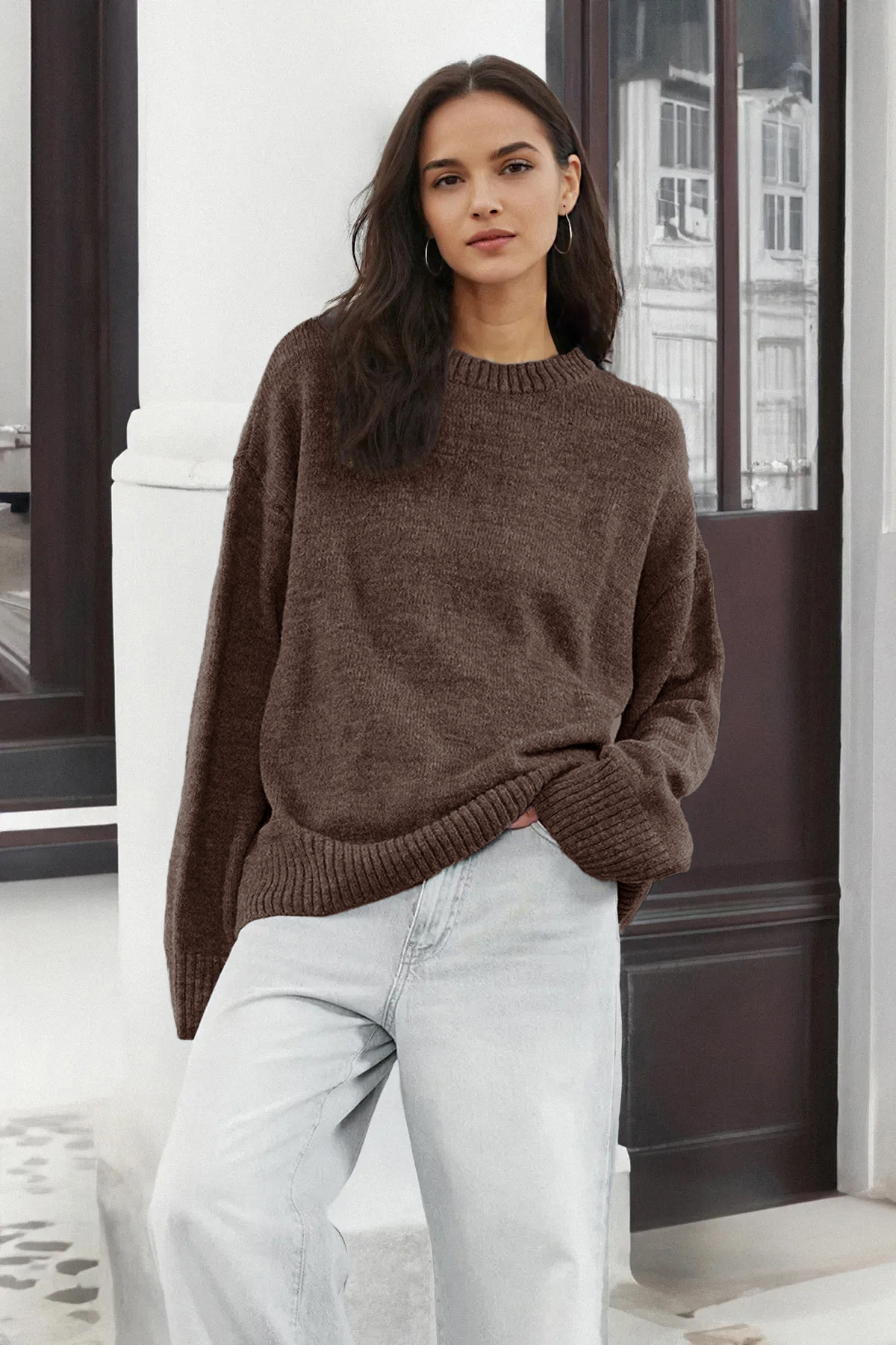 Trendyol Collection Sweter z dzianiny o szerokim wzorze i miękkiej fakturze z...