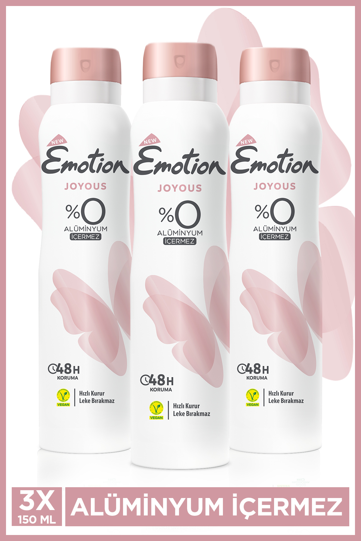Emotion Joyous Kadın Alüminyumsuz Vegan Deodorant 3x150 Ml Hızlı