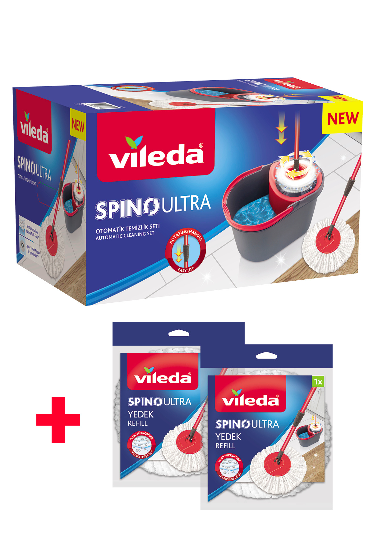 Vileda Spino Ultra Otomatik Temizlik Seti + 2 Yedek Paspas