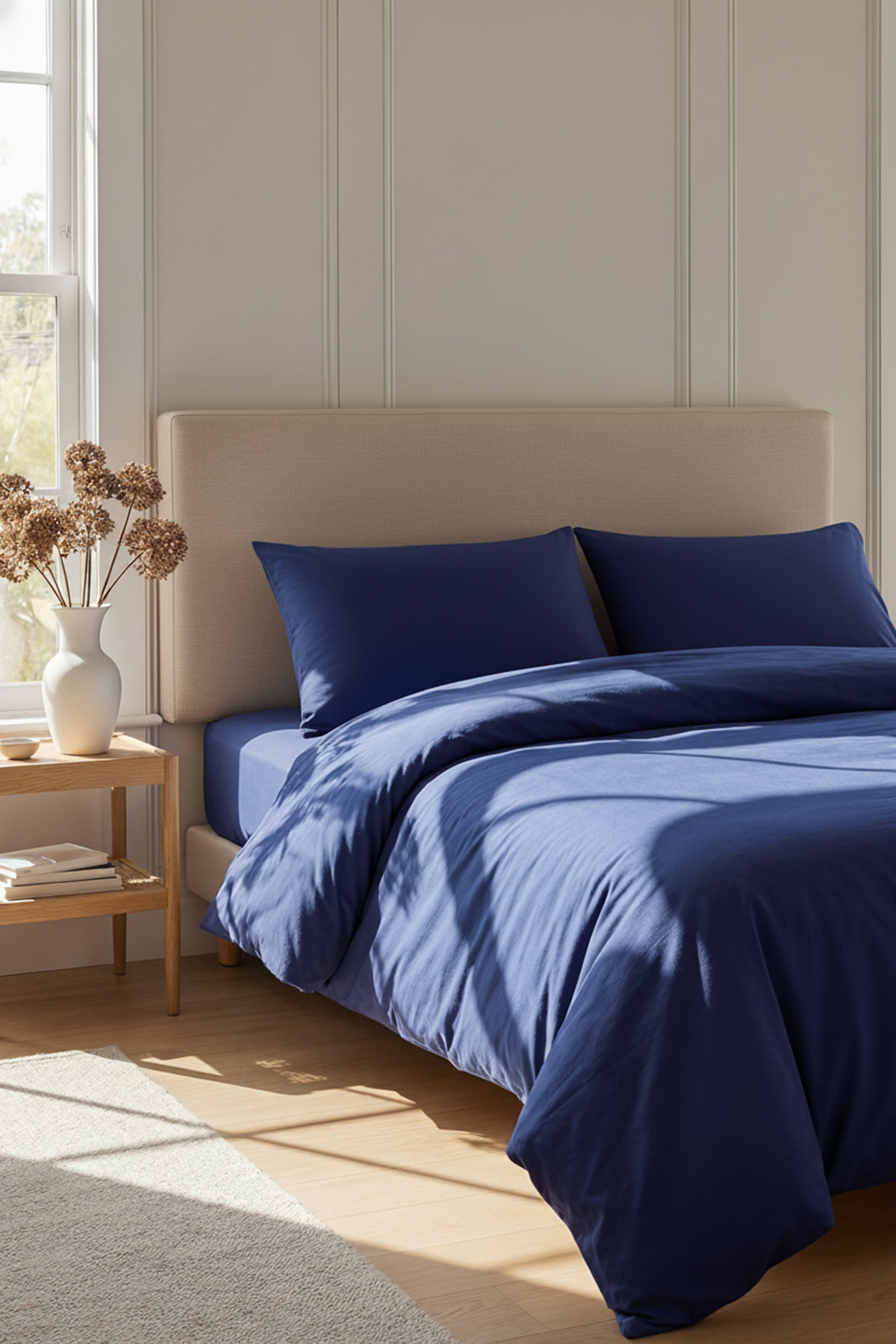 TRENDYOLMİLLA HOME Doppelbett-Bettbezug-Set in Marineblau mit weichen Knöpfen...