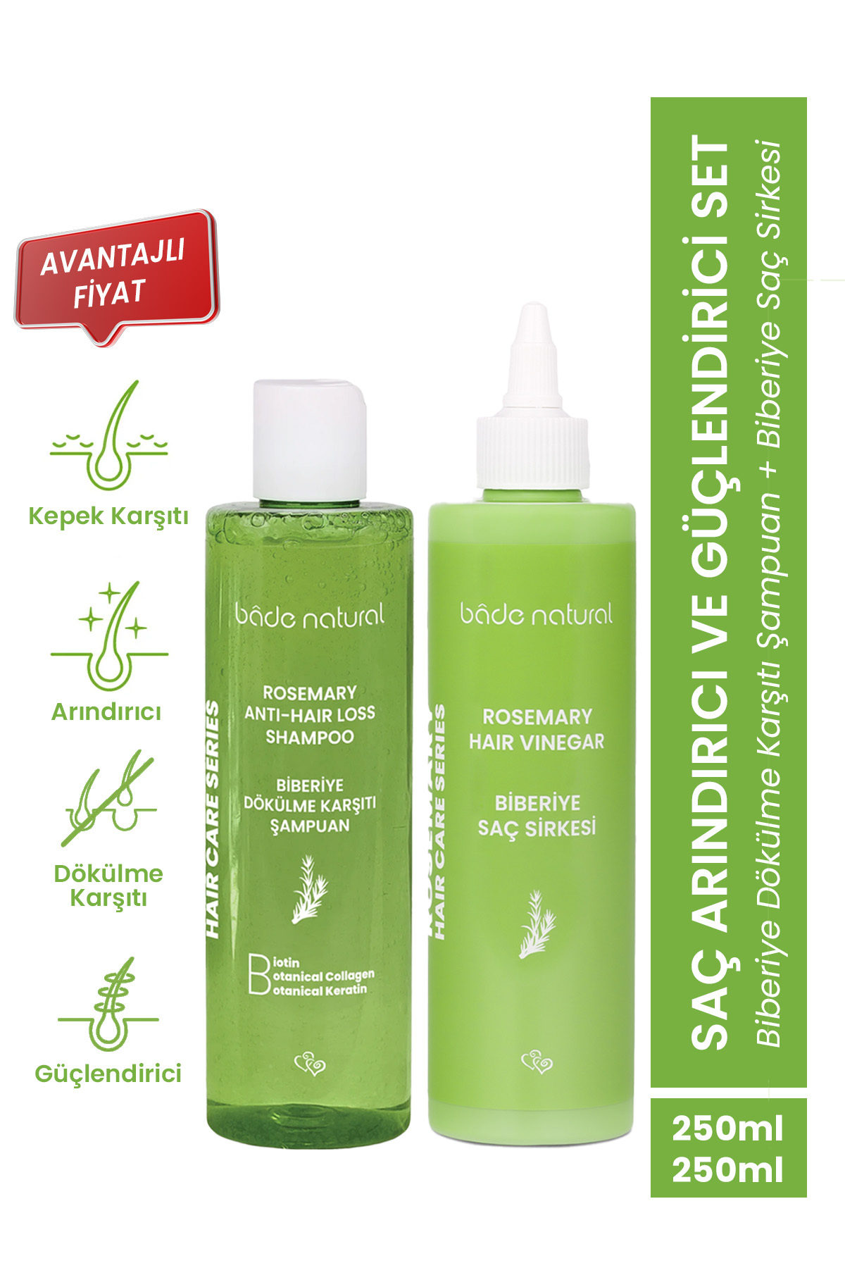 Bade Natural Biberiye Saç Dökülmesi Karşıtı Bakım Şampuanı & Biberiye Saç Sirkesi - Fiyatı, Yorumları