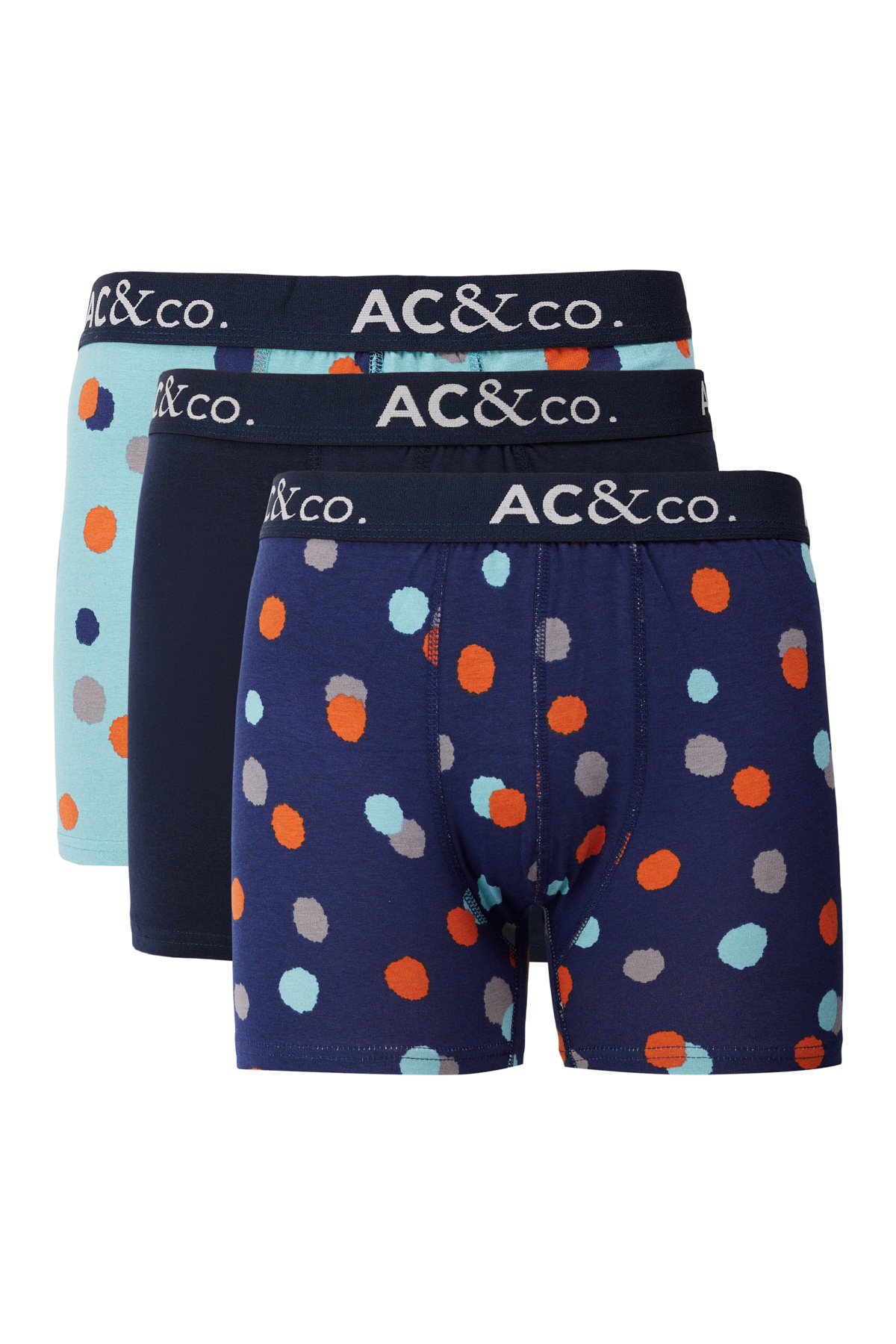 AC&Co / Altınyıldız Classics Erkek Premium Pamuklu Lacivert-yeşil Desenli Esnek 3'lü Boxer Paketi (Damat Bohçası) Çeyiz Seti