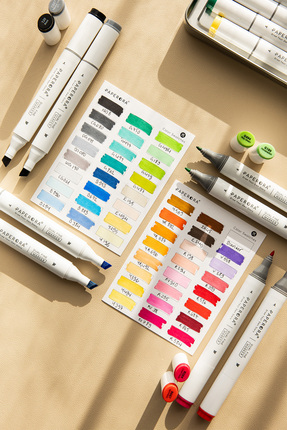 PAPERORA 48'li Çift Uçlu Alkol Bazlı Marker Kalem Seti – Fine + Chisel