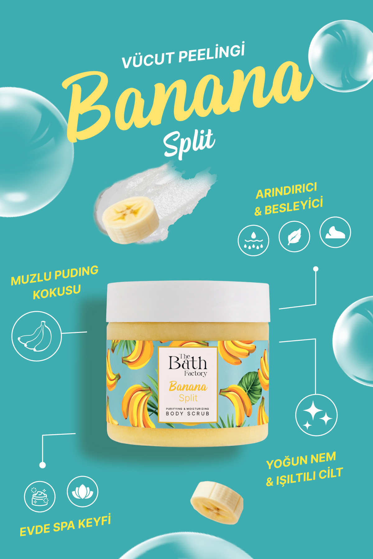 Nemlendirici ve Arındırıcı Banana Split Vücut Peelingi 300 gr — BF021 — تصویر 2 از 7
