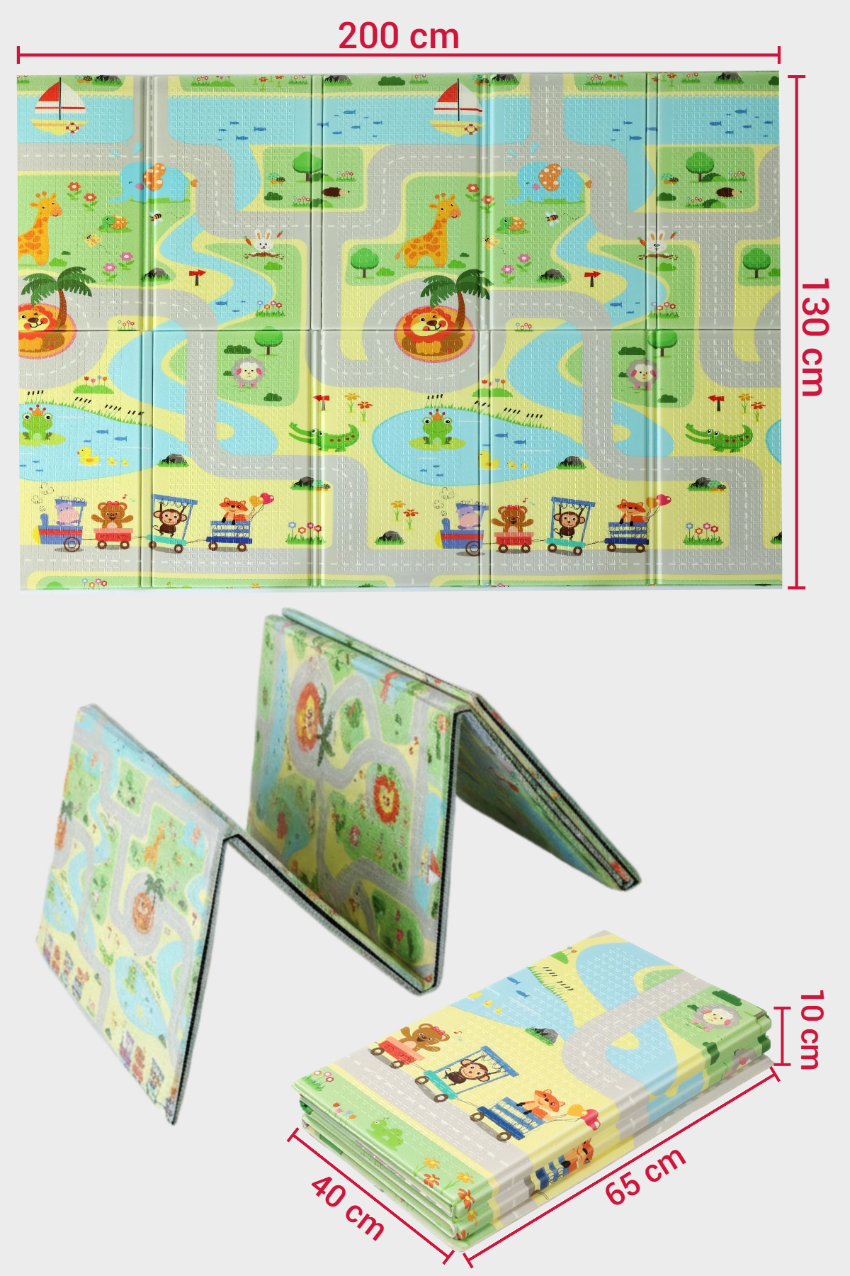 Wellgro Oyun Matı, 200x130x1 cm Çift Taraflı Katlanır Oyun Halısı fotoğrafı 4 (önizleme)