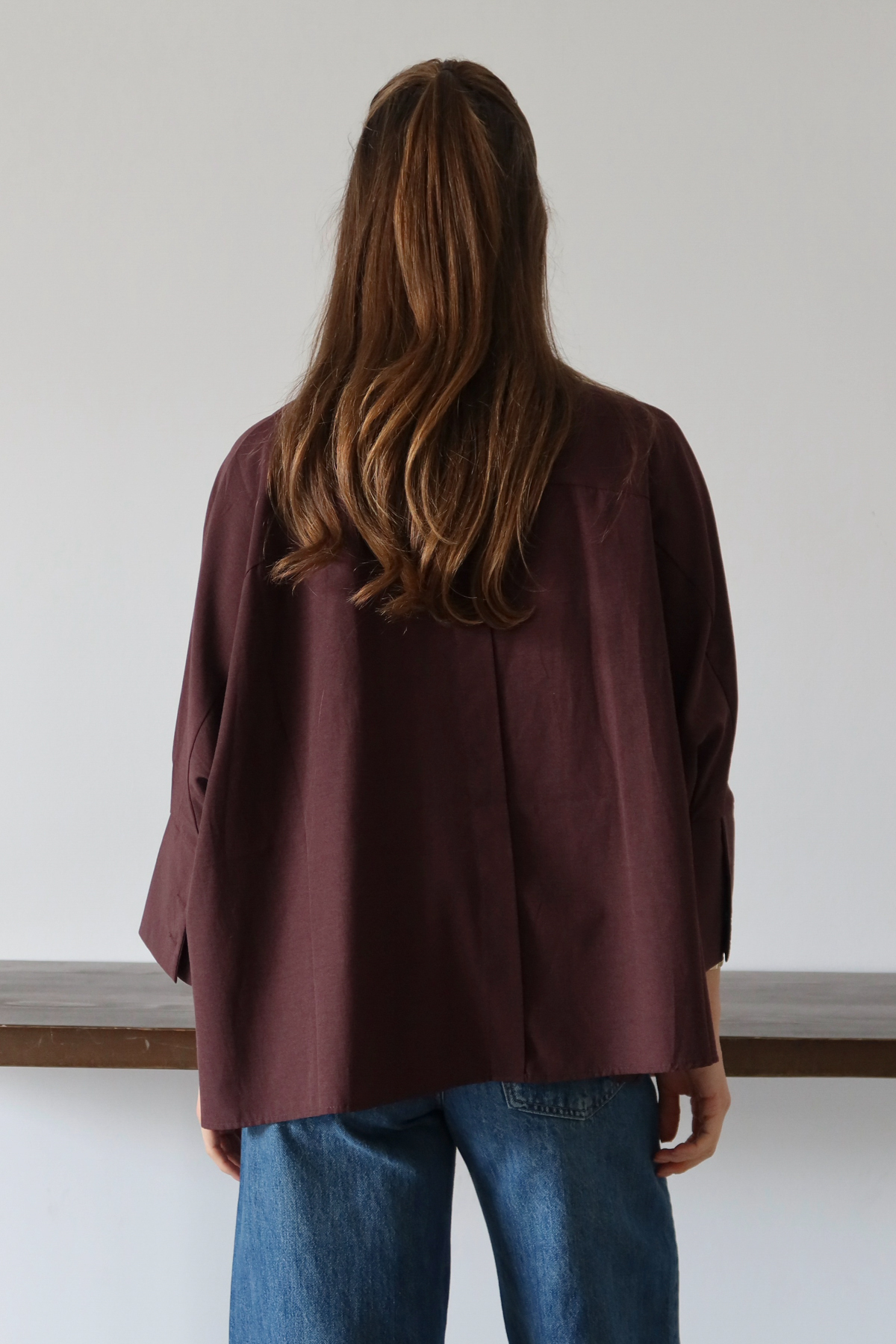 Trendyolmilla  Mürdüm Geniş Manşetli Oversize Dokuma Gömlek TWOAW26GO00130 - Görsel 8