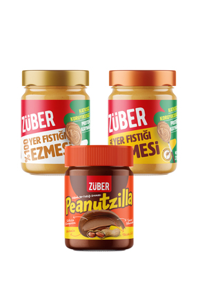 Züber Peanutzilla + Original Fıstık Ezmesi (Bal İlaveli) + %100 Fıstık Ezmesi...