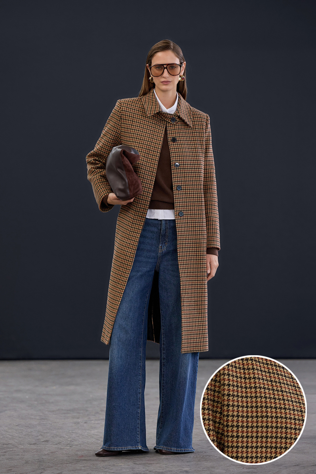 Trendyol Collection Trendyol Studio Beige Hahnentritt-Muster Mono-Verschluss ...