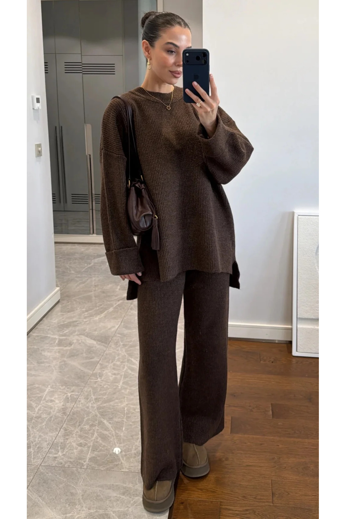 My Blog Brown Thessaloniki Knitted Sweater Set - 4587