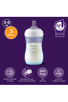 Philips Avent SCY903/21 Doğal Tepkili Pp Mavi Biberon 260ml 3+ay