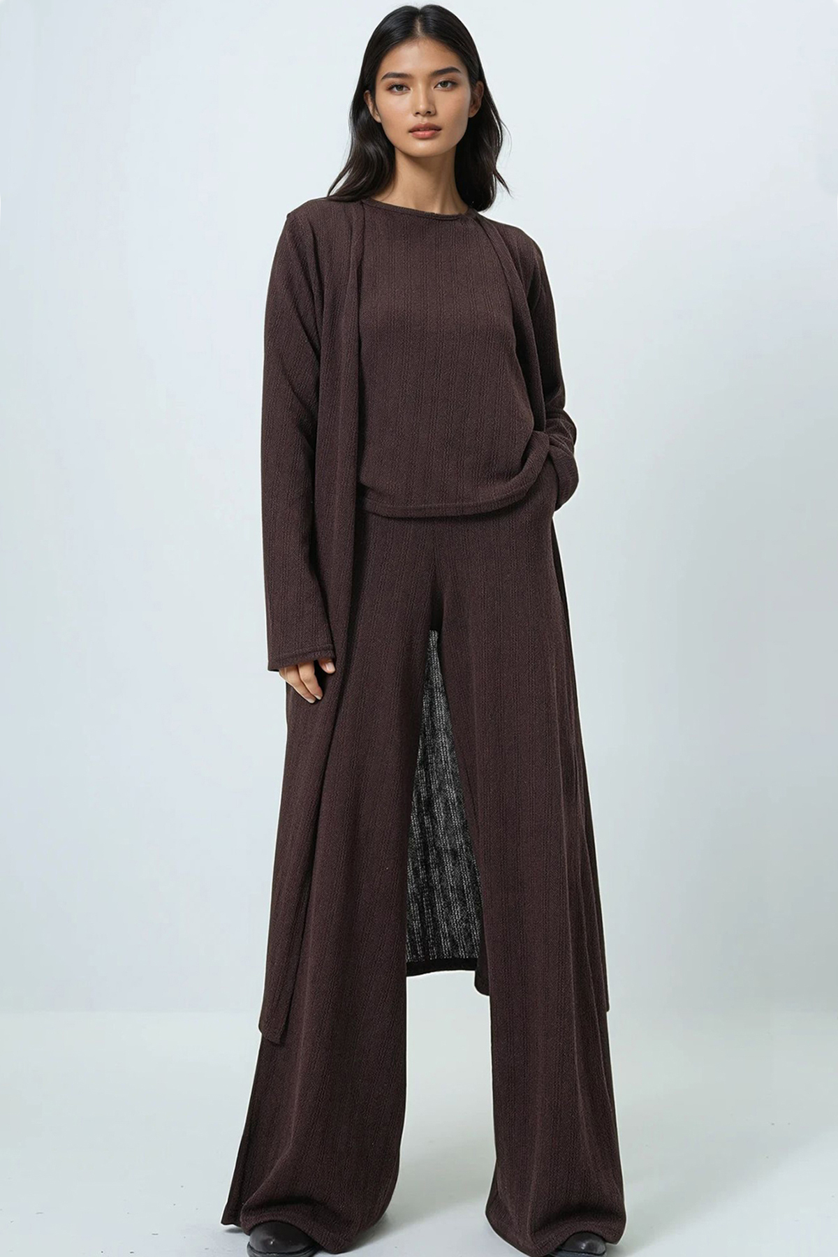 Trend Alaçatı Stili Kobieta Brązowa Bluzka z kołnierzem rowerowym i poduszkam...