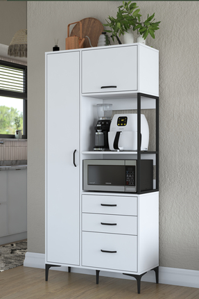 Rani Mobilya Rani JE112 Çok Amaçlı Dolap 2 Kapaklı 3 Çekmeceli Kiler Mutfak D...