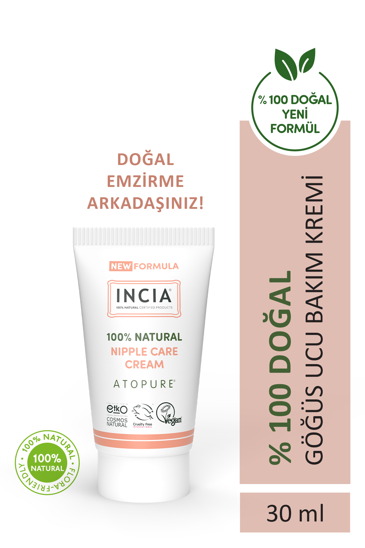 INCIA ATOPURE ® %100 Doğal Göğüs Ucu Bakım Kremi Yumuşatma ve Koruma Lanolin İçermez 30 ml - Fiyatı, Yorumları