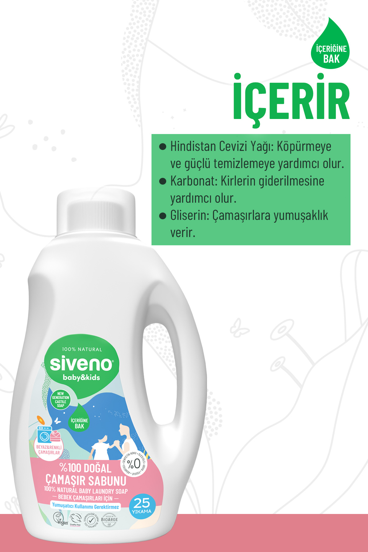 Siveno %100 Doğal Bebek Çamaşır Sabunu Kendinden Yumuşatıcılı Bitkisel Deterjan Konsantre Vegan 750 ml fotoğrafı 5 (önizleme)