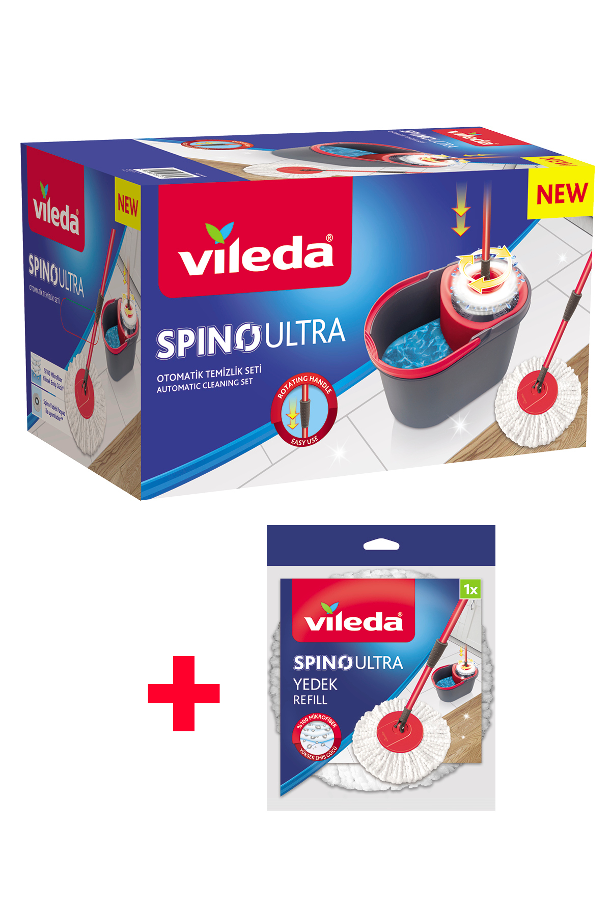 Vileda Spino Ultra Otomatik Temizlik Seti + Yedek Paspas