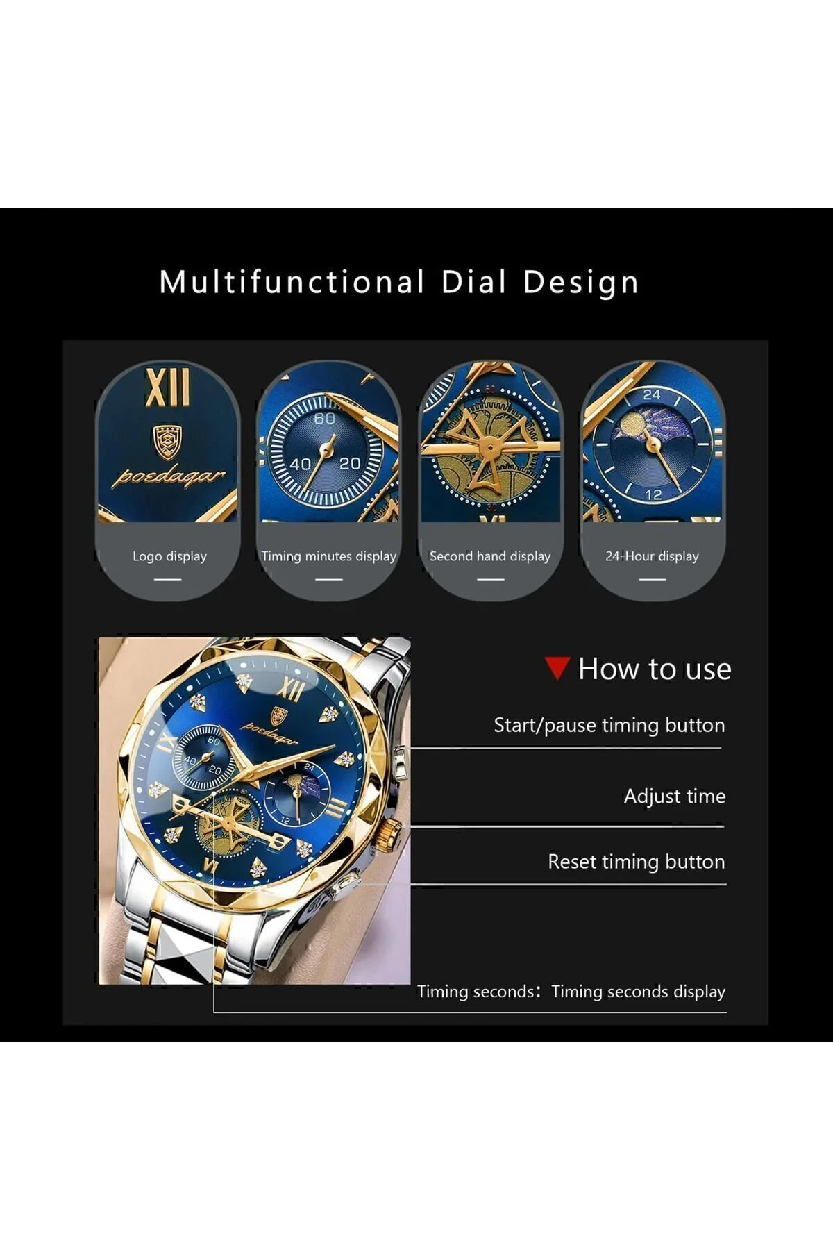 Genel Markalar  Orijinal Paslanmaz Çelik Erkek Lüx 1. Sınıf Kol Saati(ORİJİNAL ÜRÜN İÇİN POEDAGAR SATICI) - Görsel 5