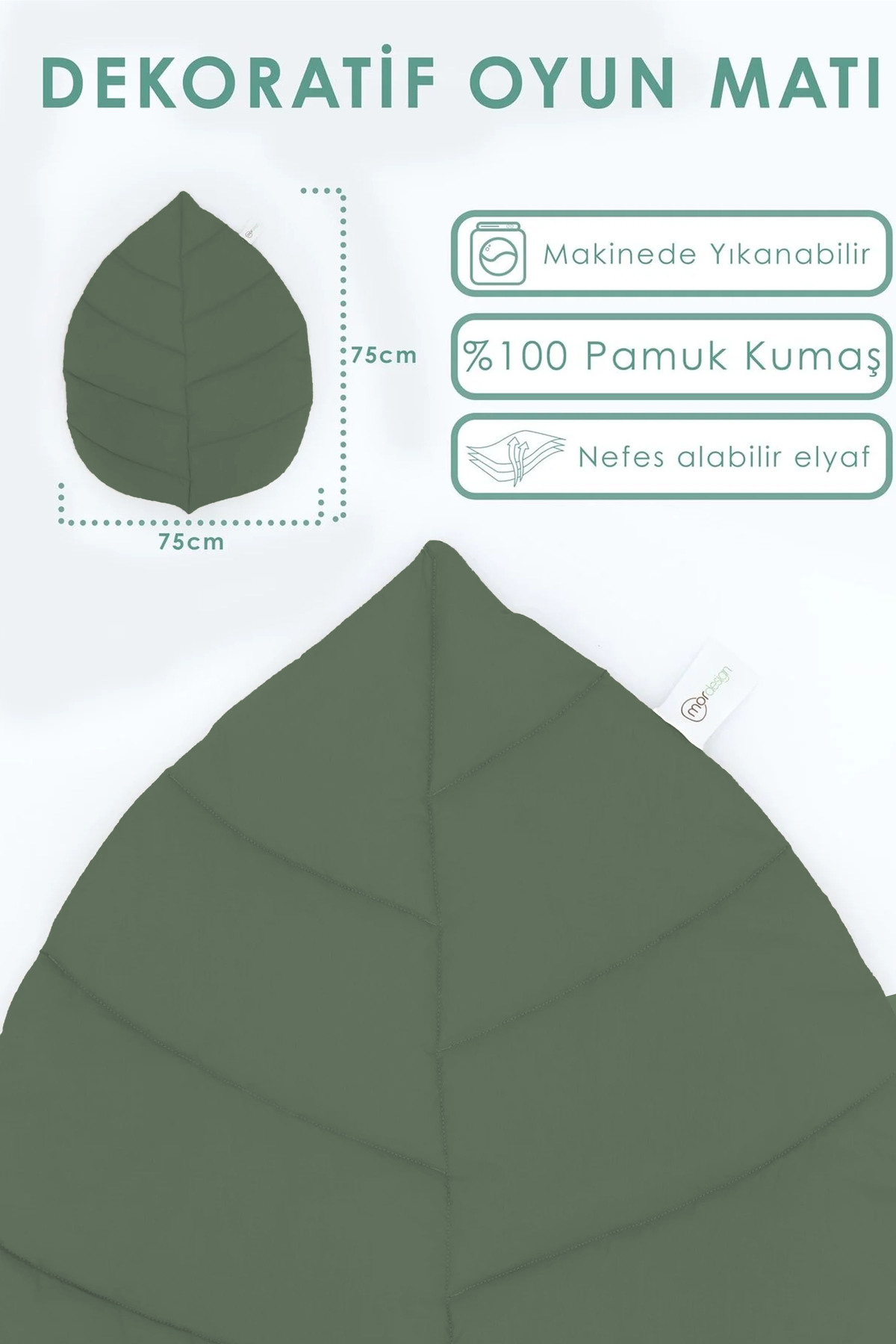 mordesign Bebek Oyun Matı, Yenidoğan Emekleme Pedi, Aktivite Matı, Santorini Seri, Haki fotoğrafı 2 (önizleme)