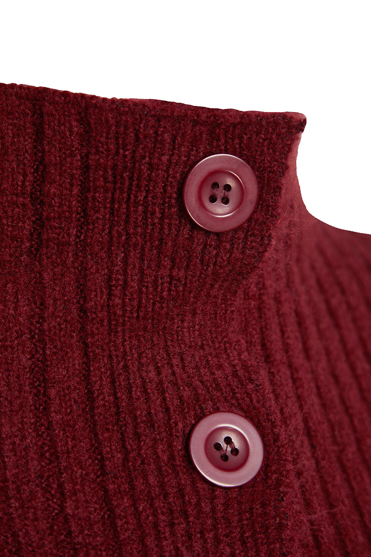 Trendyolmilla  Bordo Crop Yumuşak Dokulu Dik Yaka Triko Hırka TWOAW22HI0174 - Görsel 8