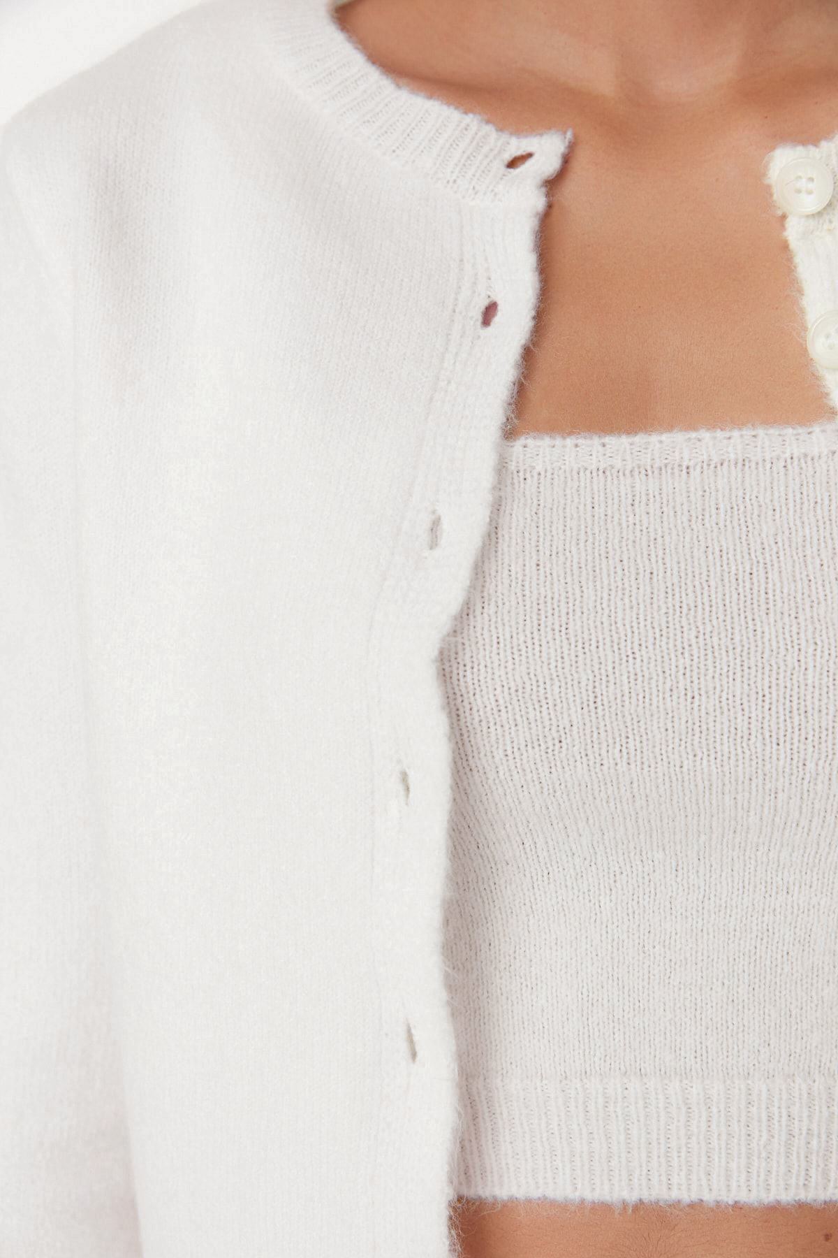 Trendyolmilla  Ekru Crop Yumuşak Dokulu 2'li Bluz-Hırka Triko Takım TWOAW21HI0107 - Görsel 5