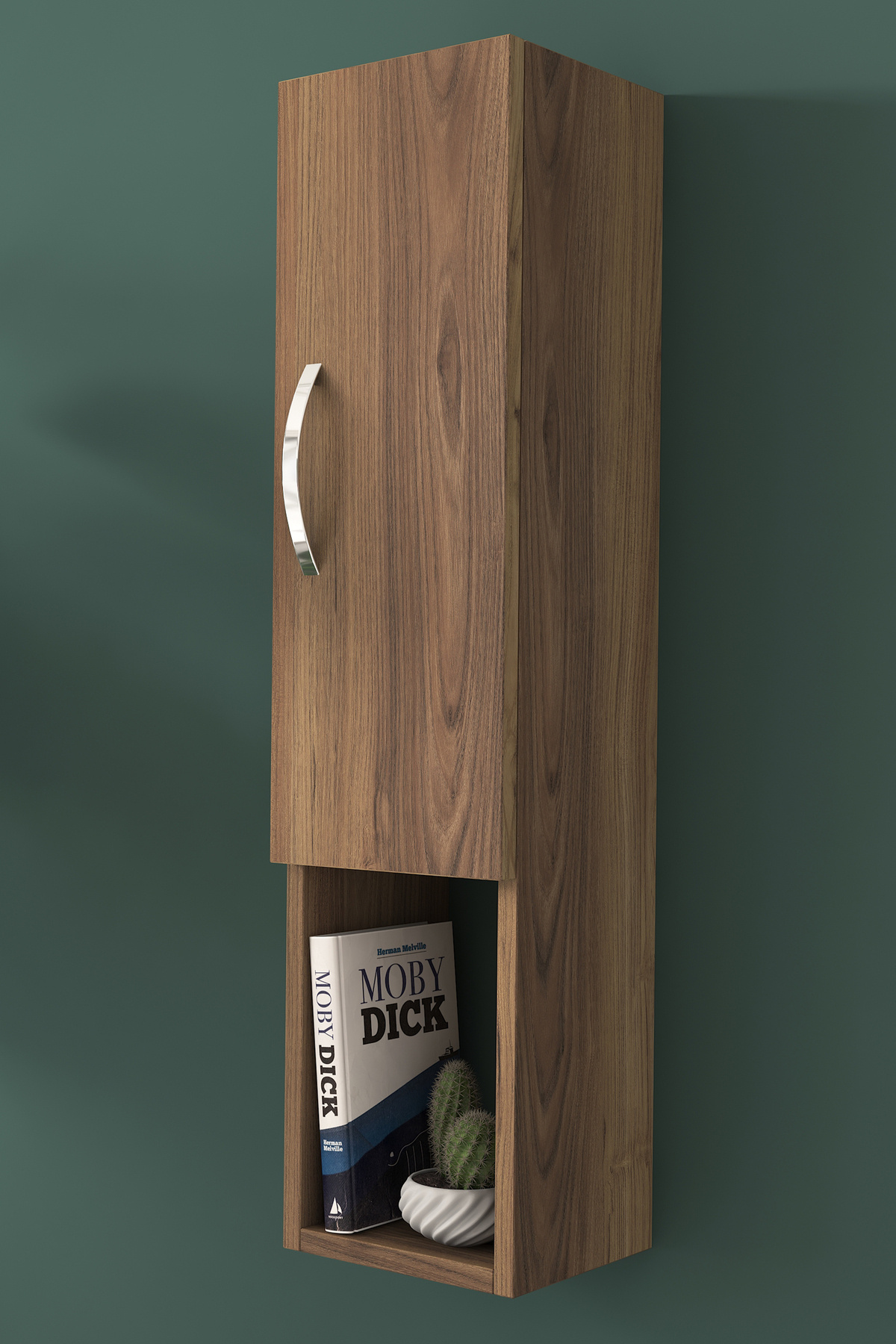 Rani E2 3 Compartment Wall Shelf with Cover Miniature Walnut