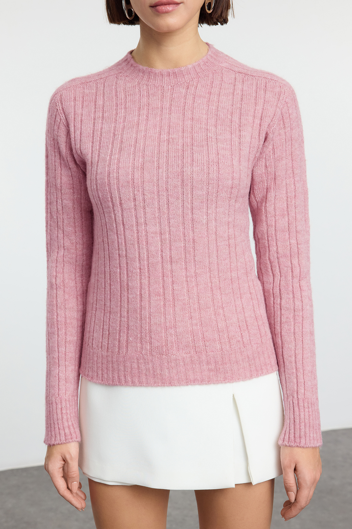 Trendyolmilla  Somon Yumuşak Dokulu Dik Yaka Regular Triko Kazak TEDAW25KZ00041 - Görsel 3