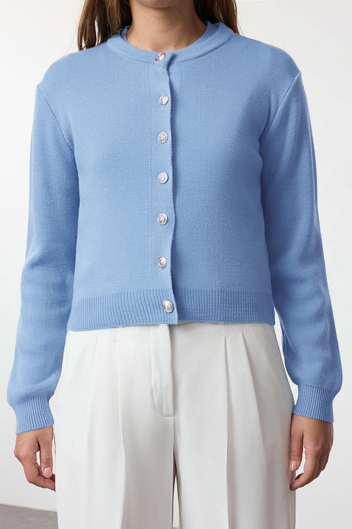 Trendyolmilla  Mavi Basic Hırka-Bluz Triko Hırka TWOAW25HI00216 - Görsel 5