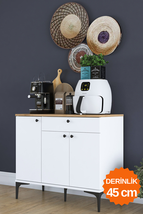 Rani Mobilya Rani JE194 Kahve Köşesi Çok Amaçlı Dolap 3 Kapaklı 1 Çekmeceli M...