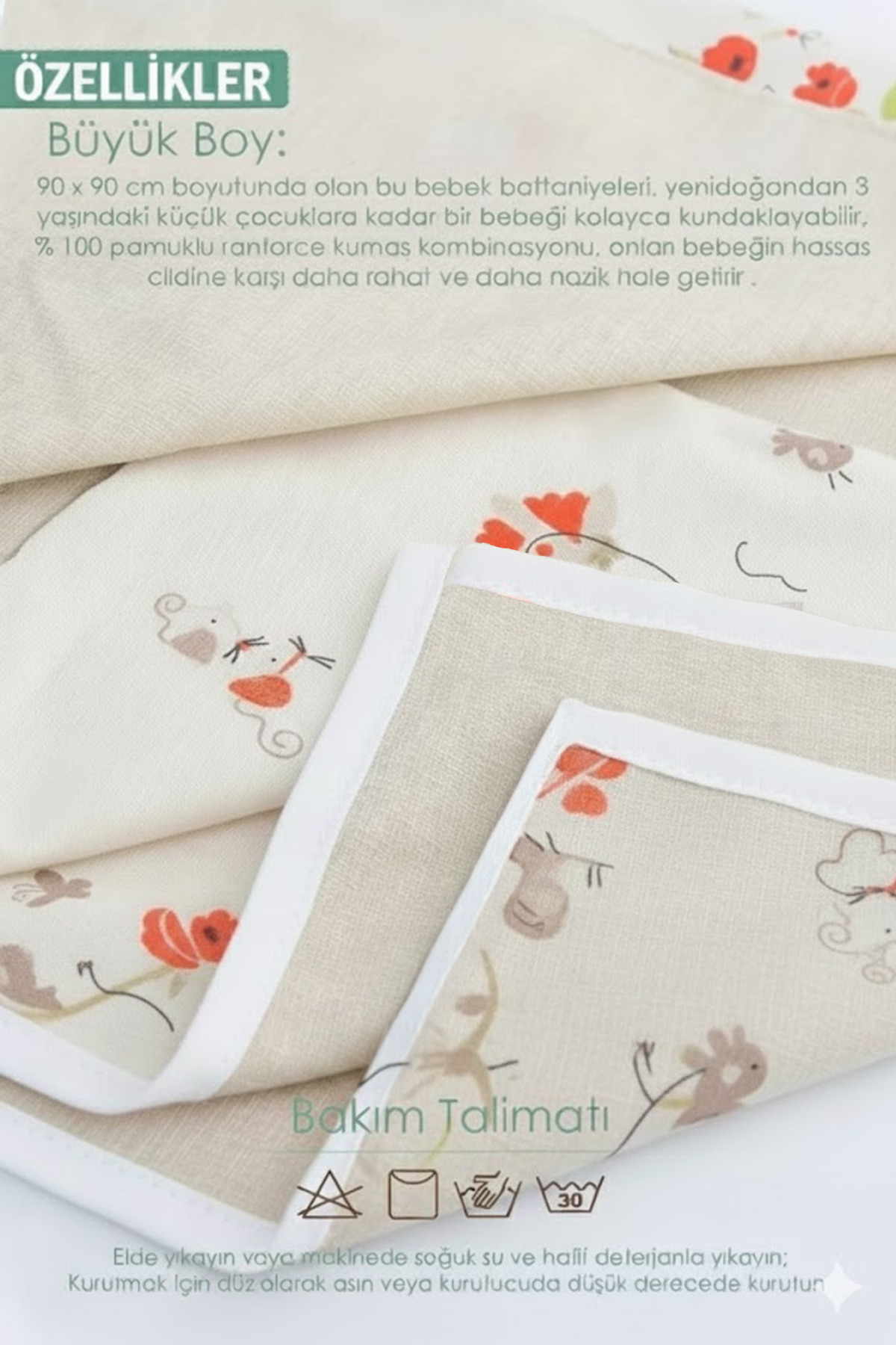 mordesign Çift Kat Bebek Pikesi, Yenidoğan Için Kundak Battaniye, Animal Serisi fotoğrafı 2 (önizleme)