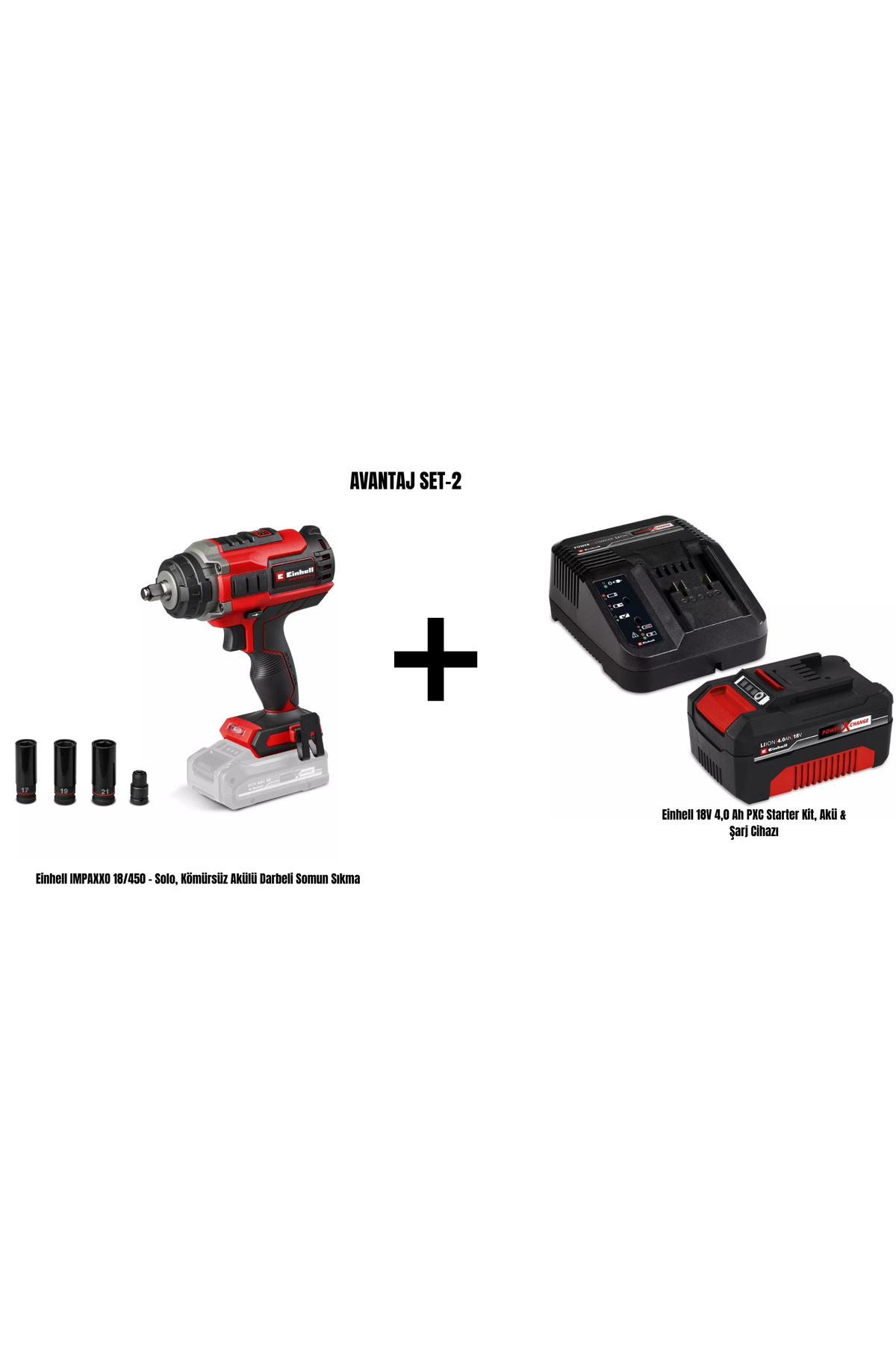 Einhell Avantaj Set-2 IMPAXXO 18/450 Kömürsüz Akülü Darbeli Somun