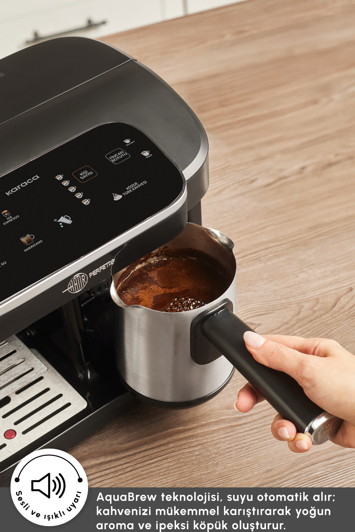 Hatır Perfetto Dijital ve Dokunmatik Ekranlı Çelik Cezveli Espresso ve Türk Kahve Makinesi 9
