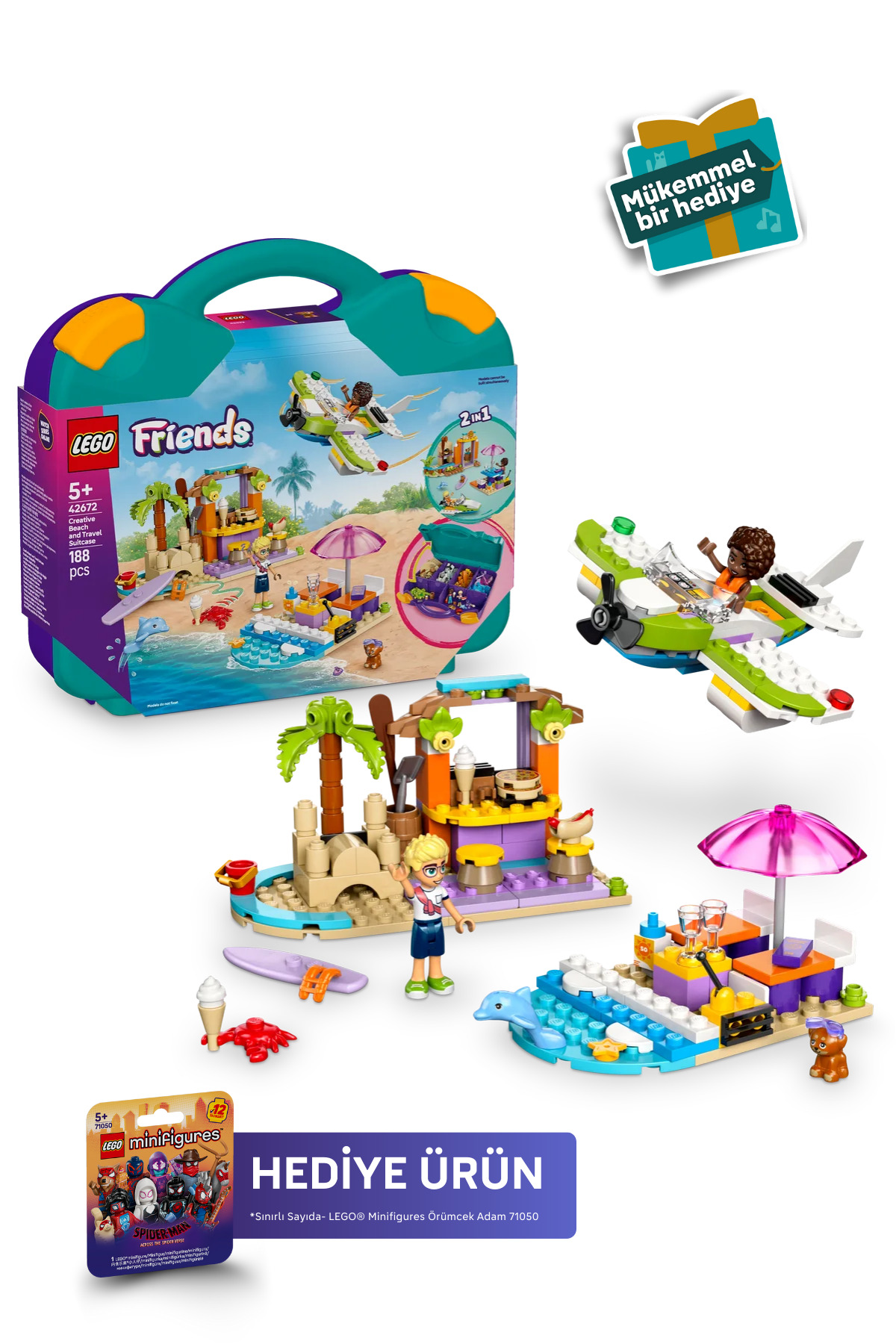 LEGO ® Friends Yaratıcı Plaj ve Seyahat Bavulu 42672 - 5+ Oyuncak Yapım Seti (188Parça)