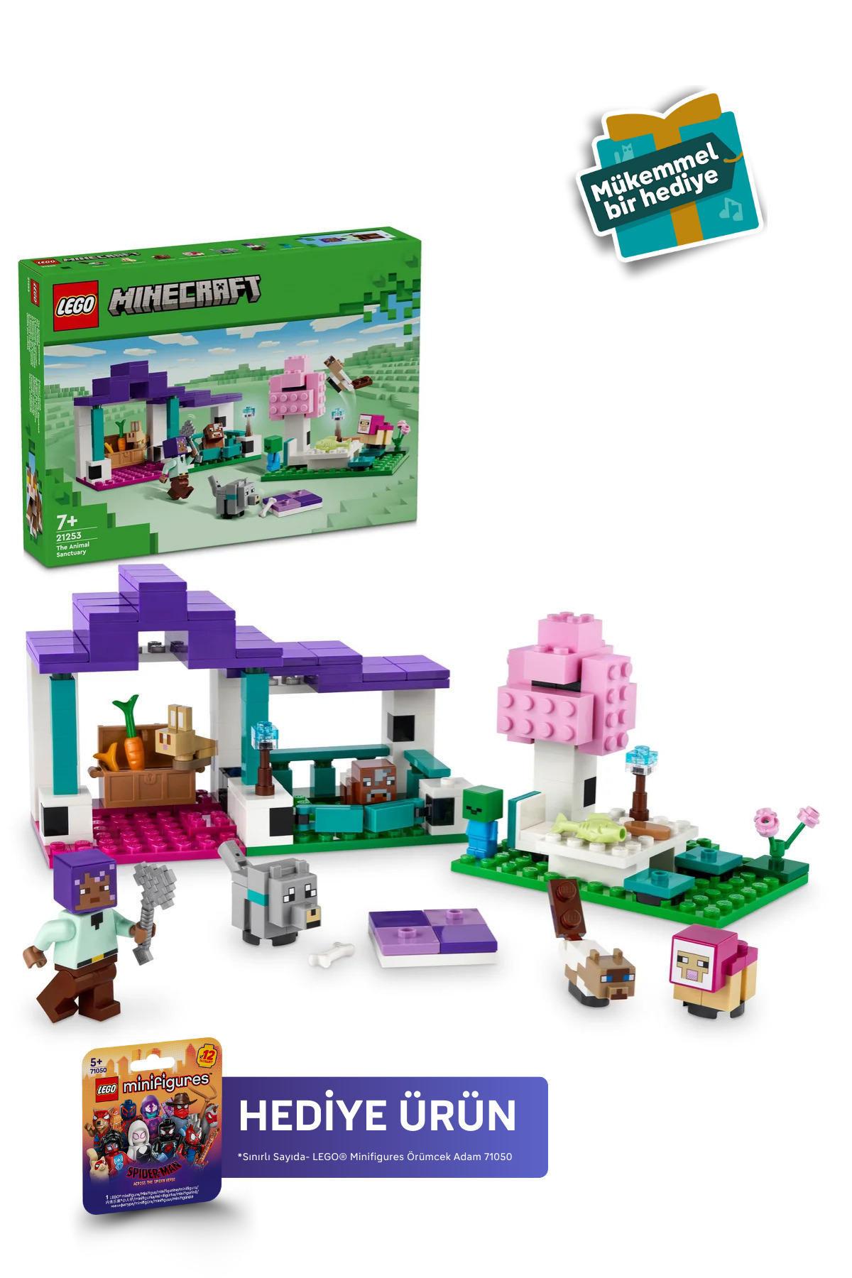 LEGO ® Minecraft® Hayvan Barınağı 21253 - 7+ Çocuklar için Yaratıcı Oyuncak Yapım Seti (206P)