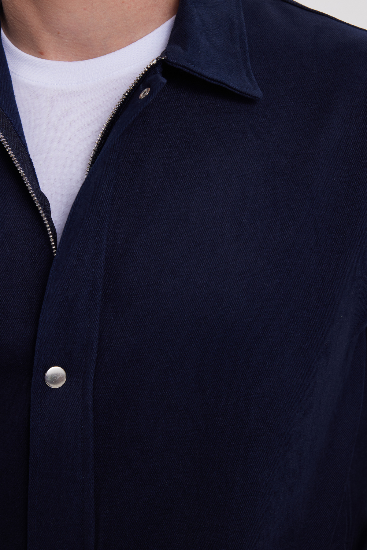 Tudors  Erkek Relax Fit Rahat Kesim %100 Pamuk Çift Cepli Fermuarlı Lacivert Mont Gömlek - Görsel 7