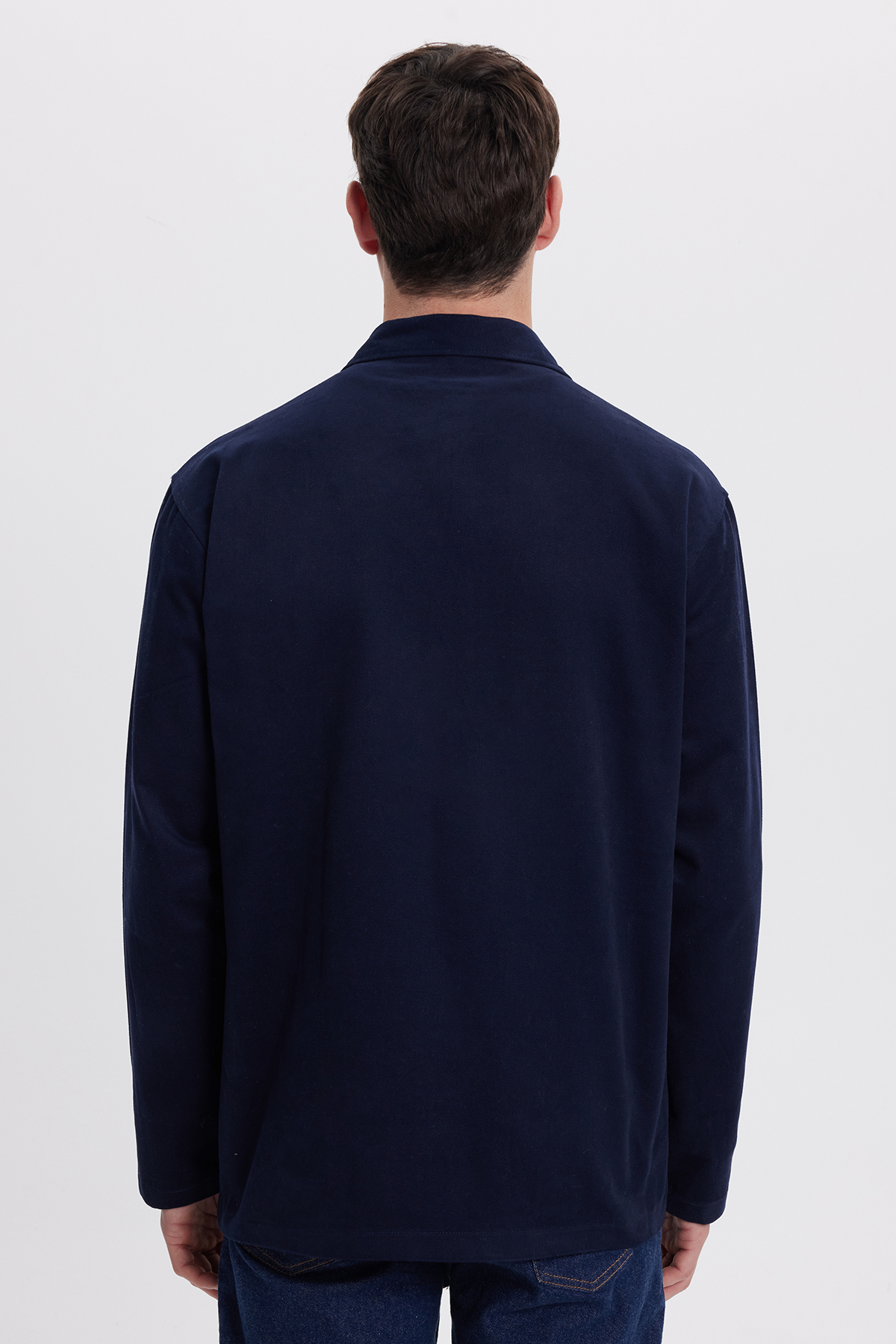 Tudors  Erkek Relax Fit Rahat Kesim %100 Pamuk Çift Cepli Fermuarlı Lacivert Mont Gömlek - Görsel 8