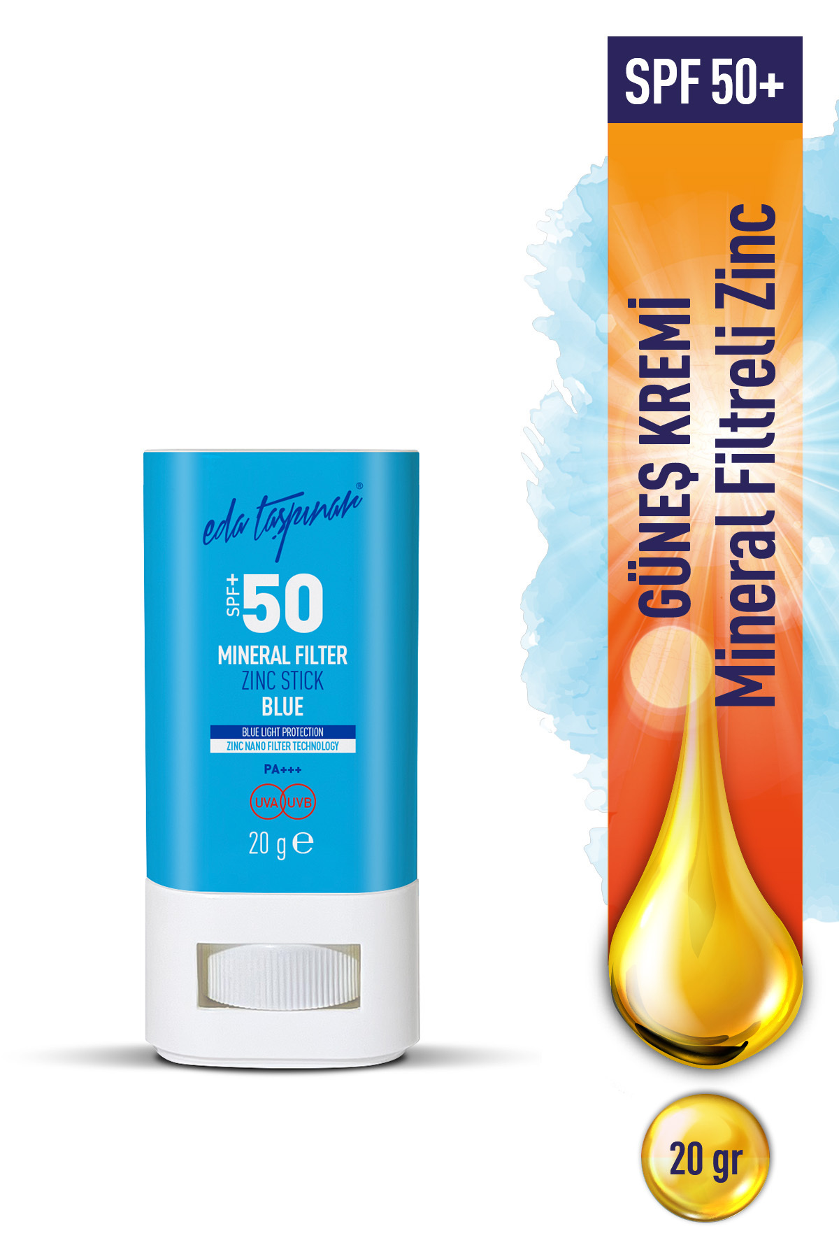 کرم ضد آفتاب زینک استیک با فیلترهای معدنی (آبی) SPF 50+ - محافظت بالا و پوست حساس — EDA-00323 — تصویر 3 از 7