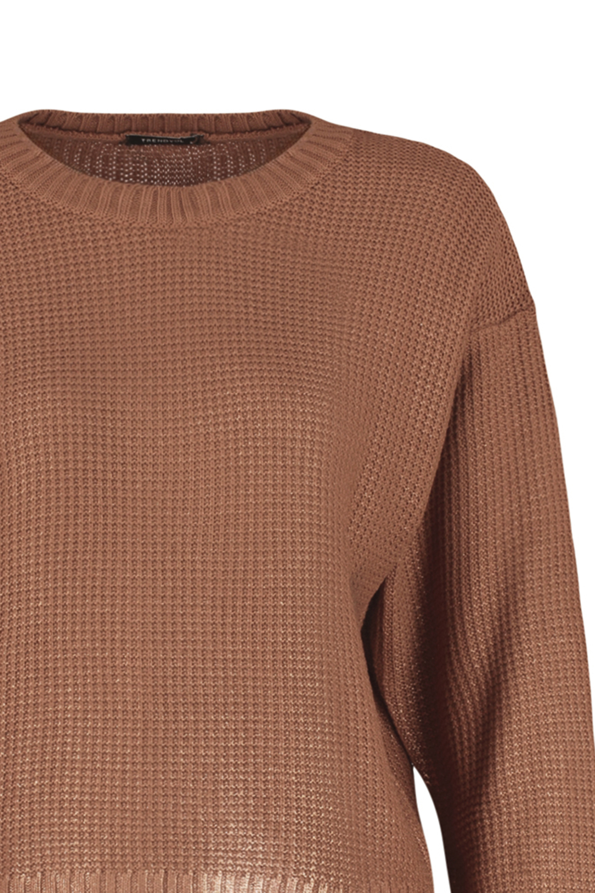 Trendyolmilla  Kahverengi Varak Baskılı Triko Kazak TWOAW24KZ00969 - Görsel 9