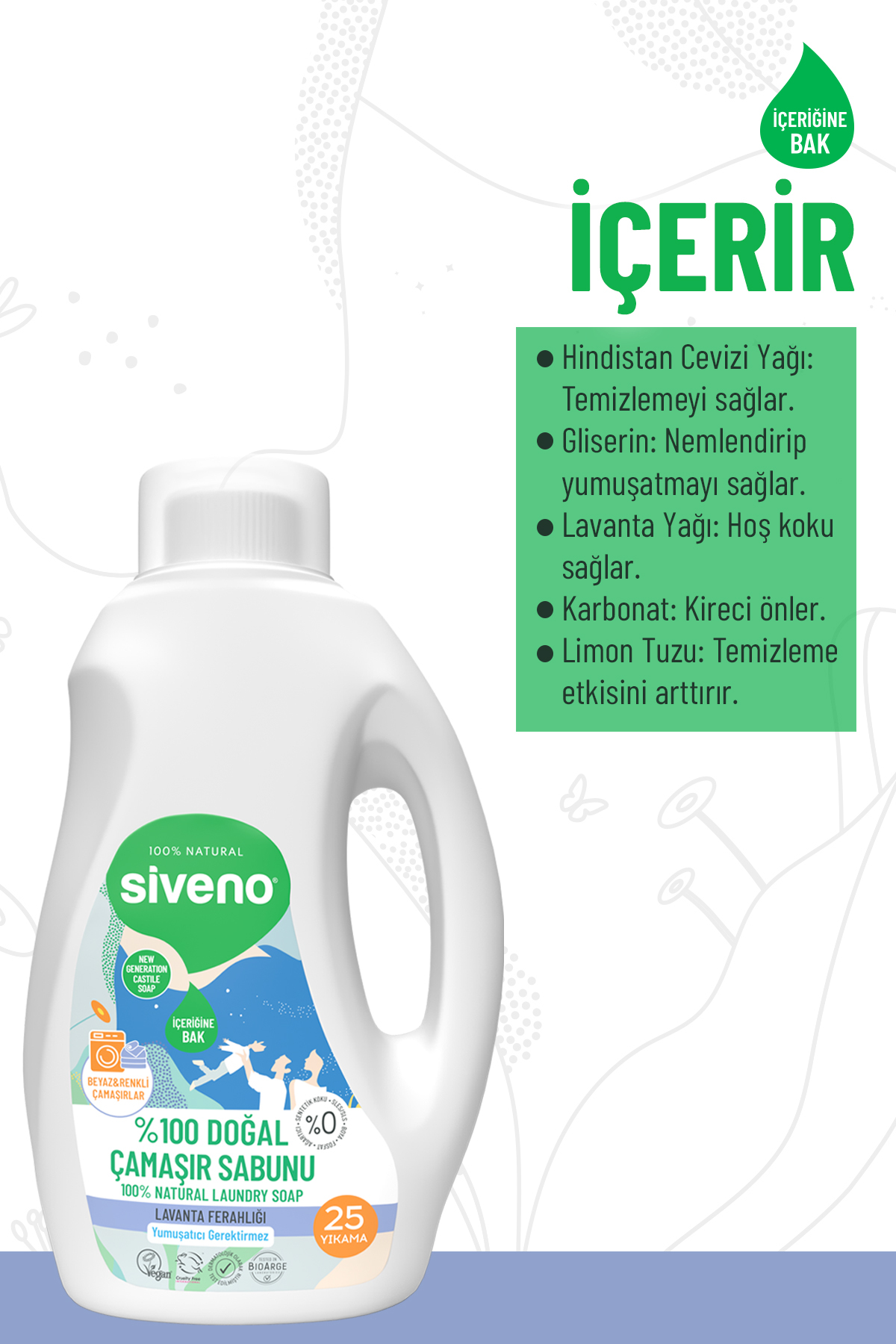 Siveno %100 Doğal Çamaşır Sabunu %100 Bitkisel Deterjan Yumuşatıcı Gerektirmez Konsantre 750 ml X2 Adet fotoğrafı 5 (önizleme)