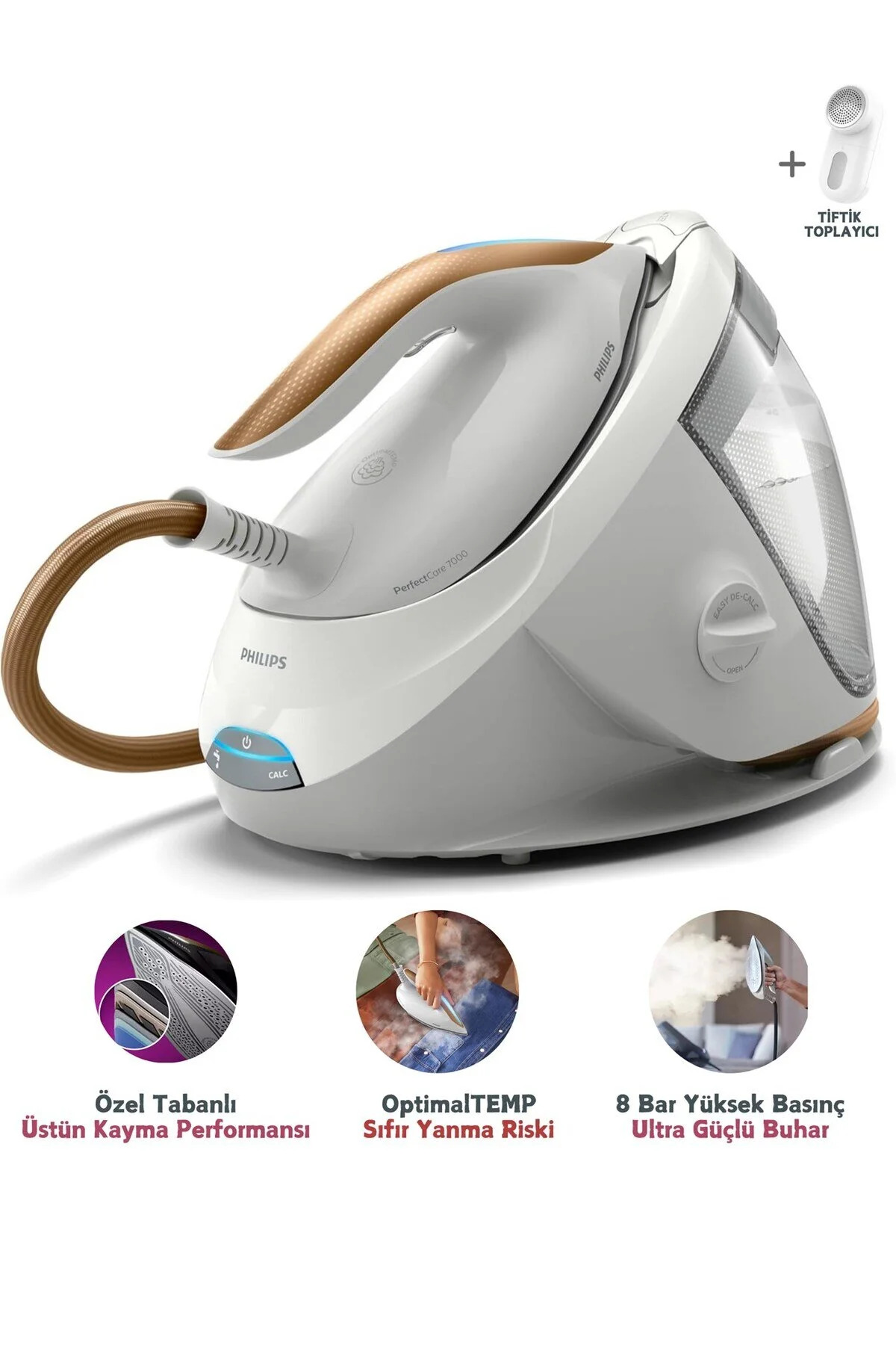 Philips 7000 Seri Buhar Kazanlı Ütü | Güçlü Buhar Teknolojisi | OptimalTEMP Sıfır Yanık Riski