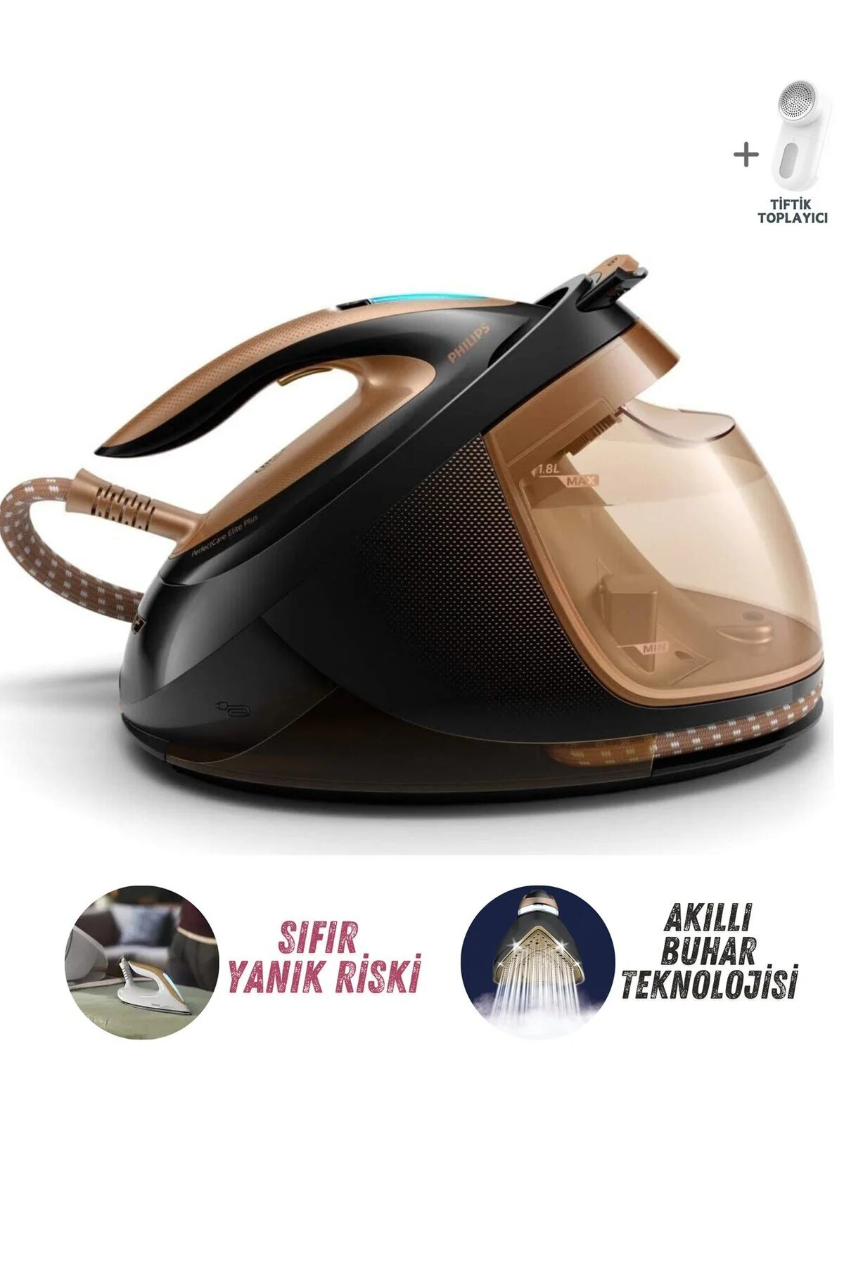 Philips 8 Bar Yüksek Basınç ve Ultra Güçlü Buharlı Buhar Kazanlı Ütü | Yeni Nesil Teknolojili | Sıfır Yanık