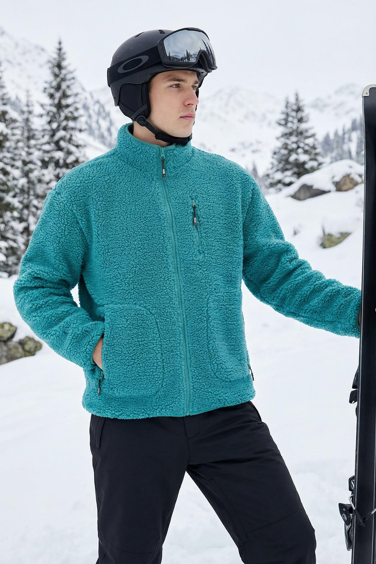 کت مخمل خواب‌دار ول‌سافت فيروزه اي Trendyolmilla 