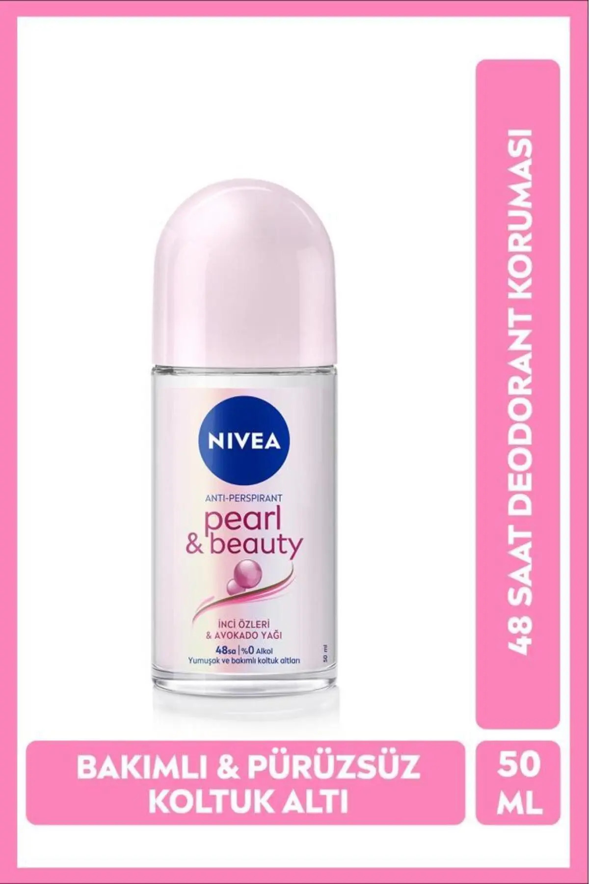 NIVEA Kadın Roll on Deodorant Pearl&Beauty 50ml, 72 Saat Anti Perspirant Ter Koruması,Pürüzsüz Koltuk Altı