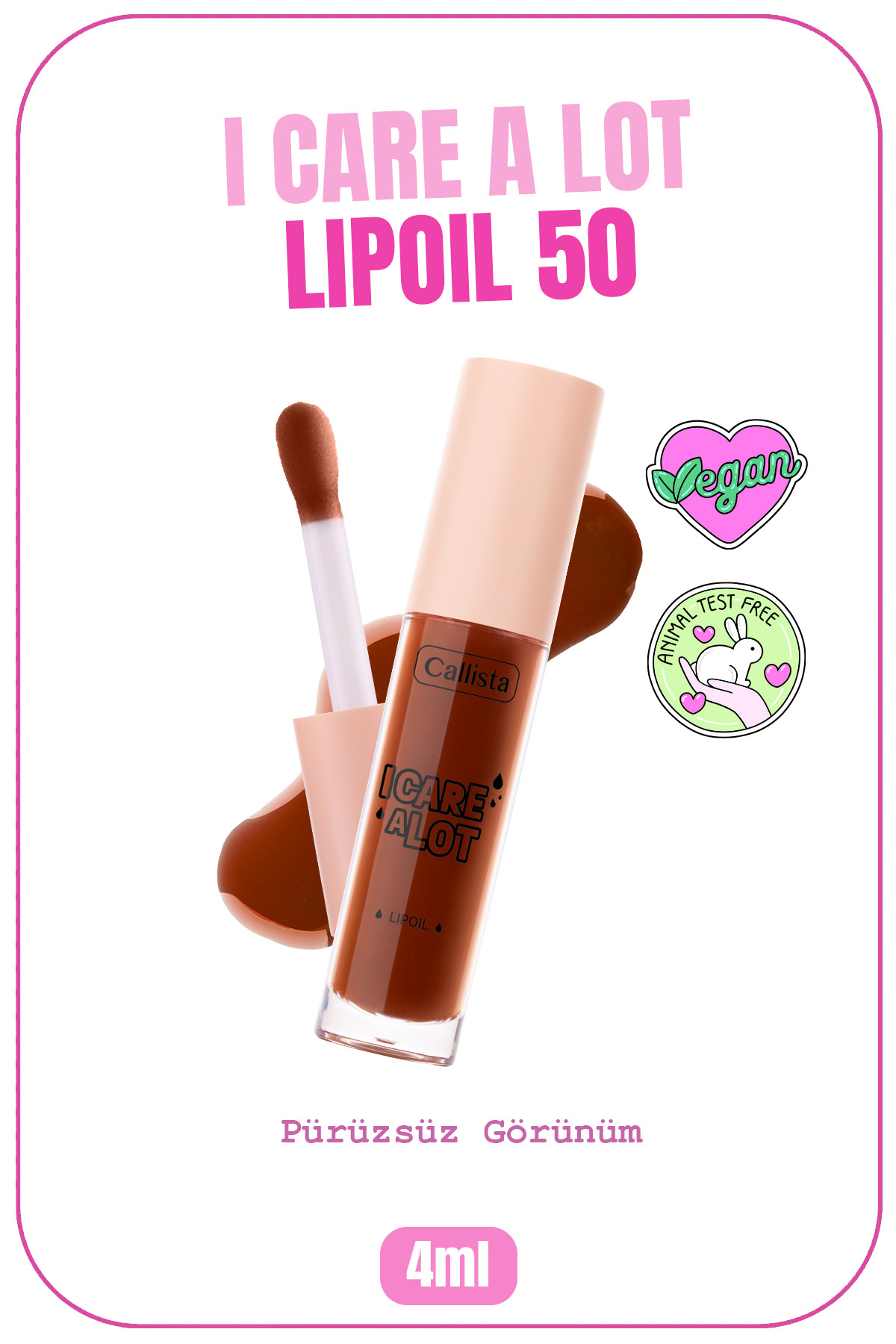 Callista کالیستا روغن لب مرطوب کننده و براق کننده I Care A Lot - 50 Milky Caramel - قهوه ای — قهوه ای LPO CARE A LOT