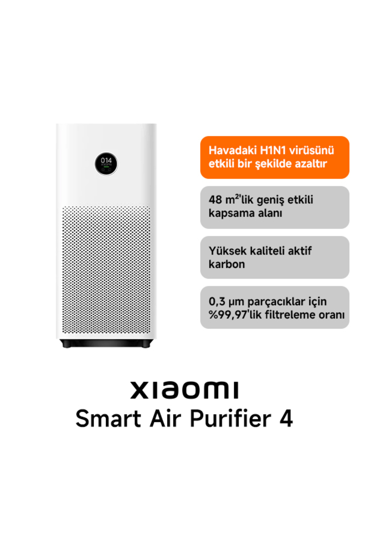 Xiaomi Air Purifier 4 Akıllı Hava Temizleyici Beyaz (Xiaomi Türkiye Garantili )