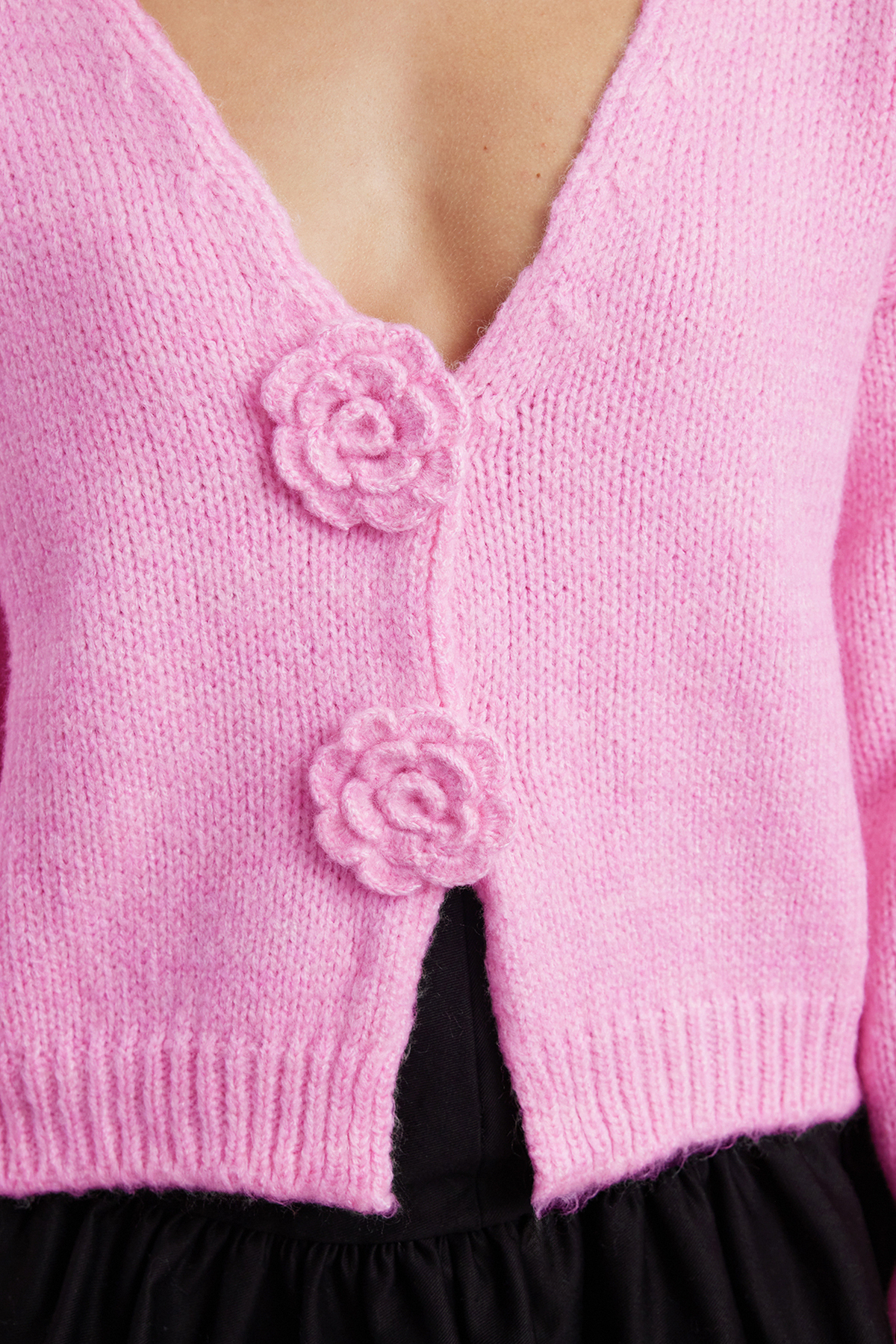 Trendyolmilla  Pudra Gül Detaylı Triko Yumuşak Dokulu Hırka TWOAW25HI00242 - Görsel 5