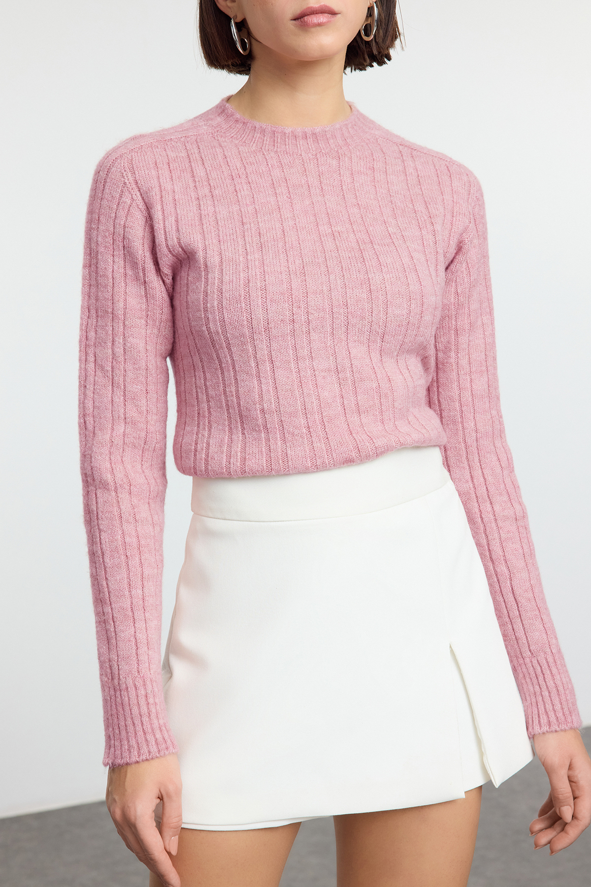 Trendyolmilla  Somon Yumuşak Dokulu Dik Yaka Regular Triko Kazak TEDAW25KZ00041 - Görsel 2