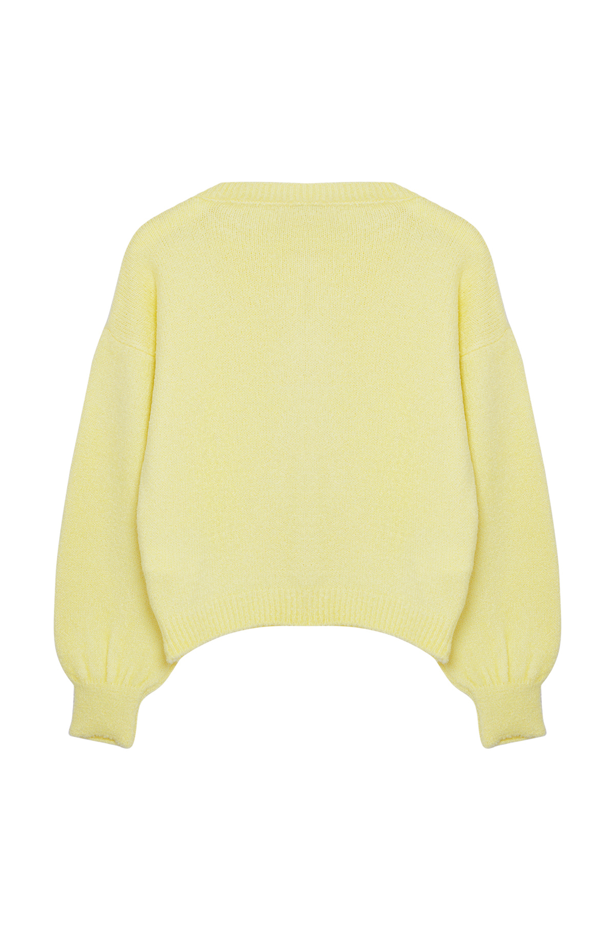 Trendyolmilla  Sarı Düğme Detaylı Balon Kollu Yumuşak Dokulu Ceket Görünümlü Triko Hırka TWOAW25HI00147 - Görsel 7