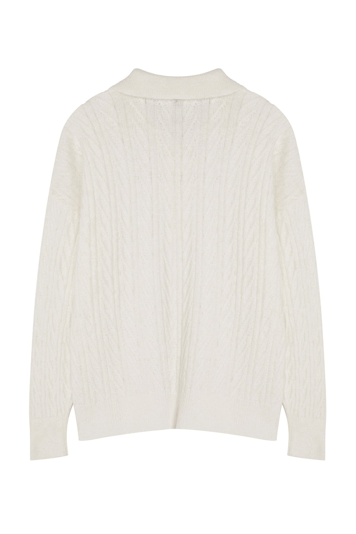 Trendyolmilla  Ekru Geniş Kalıp Yumuşak Dokulu Triko Kazak TWOAW21KZ2635 - Görsel 7